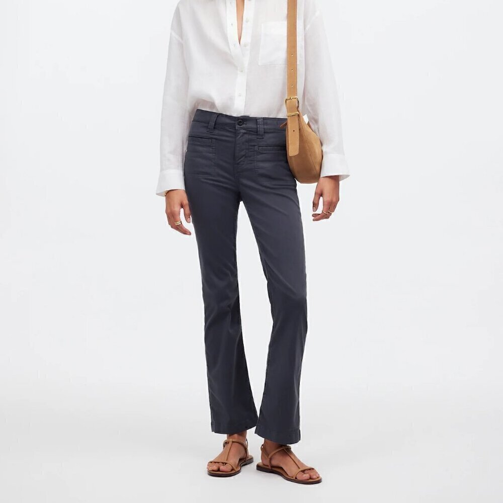 Madewell Kick Out Crop Pants Garment Dyed Stretch Sateen Size 26 NWT